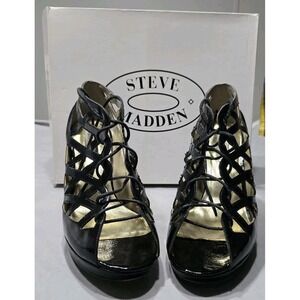 VTG Steve Madden Vintage Gladiator HH Sandals Black Leather Size 10M